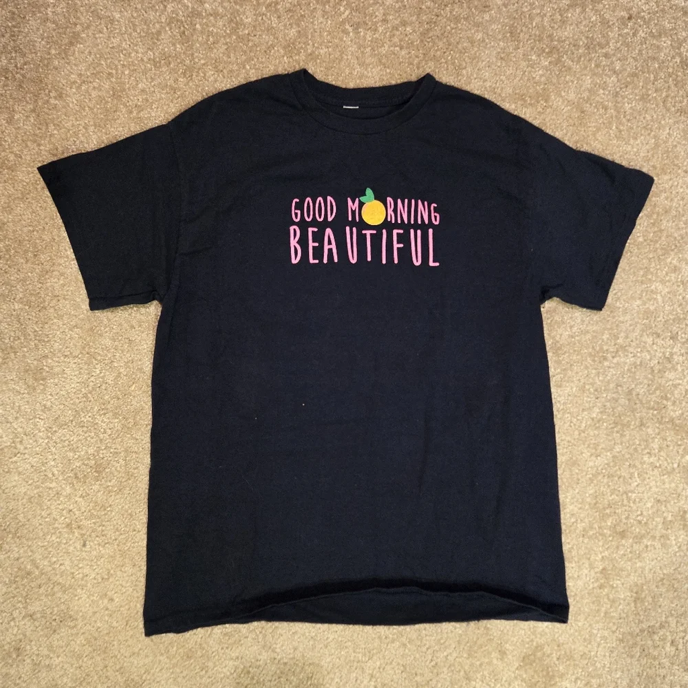 Good Morning Beautiful Black T-Shirt Bayside Skillet Ocean City Maryland - Picture 2 of 8